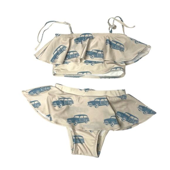Kate Quinn swim set top and bottom Size 2T car print ruffle - Picture 1 of 7